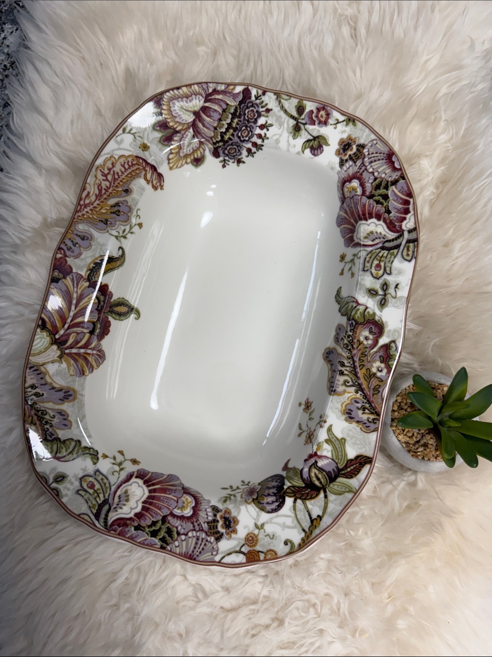 222fifth GABRIELLE CREAM Rectangle Bowl NO CHIPS 8.5”x11”